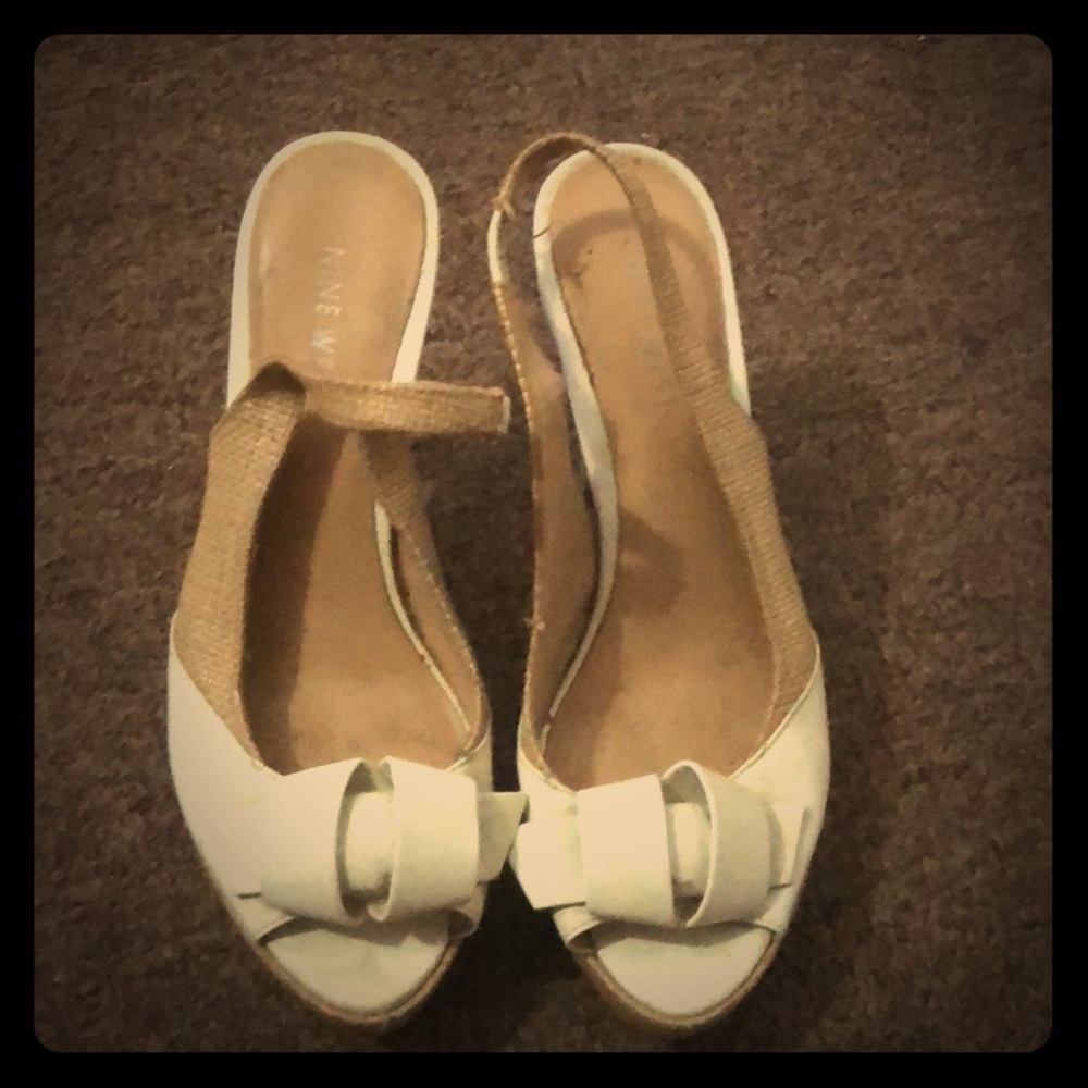 Beige and white heels